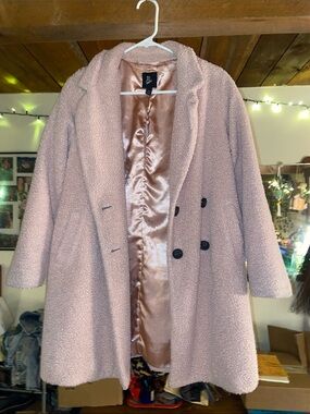 art class Blush Pink Teddy Double-Breasted Coat